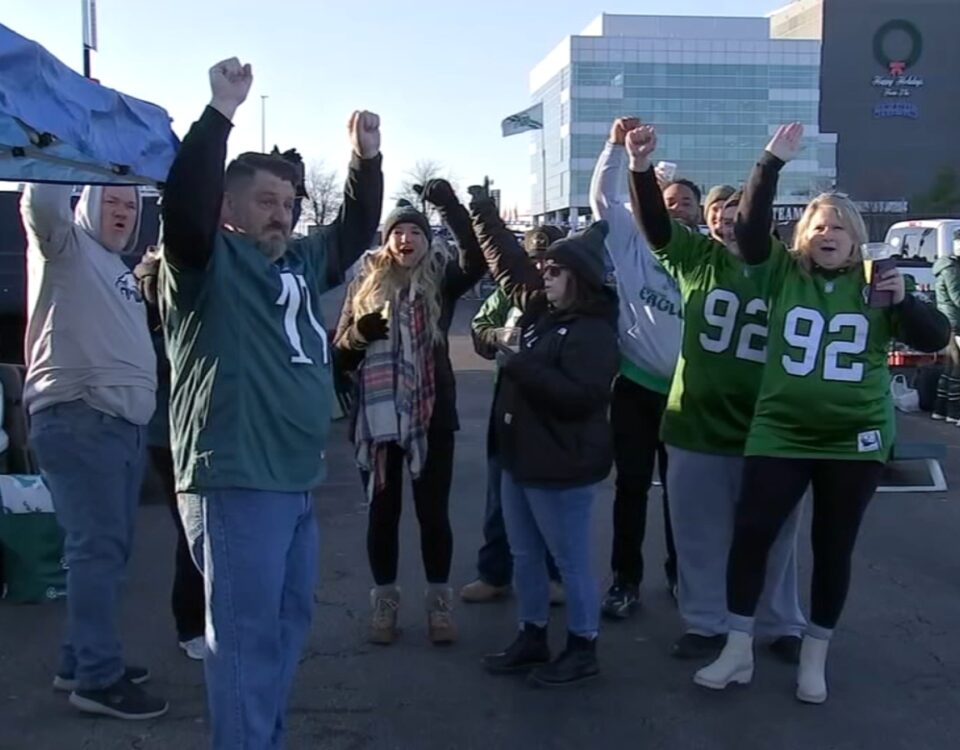 Family throws surprise birthday party at Eagles tailgate for Vietnam vet